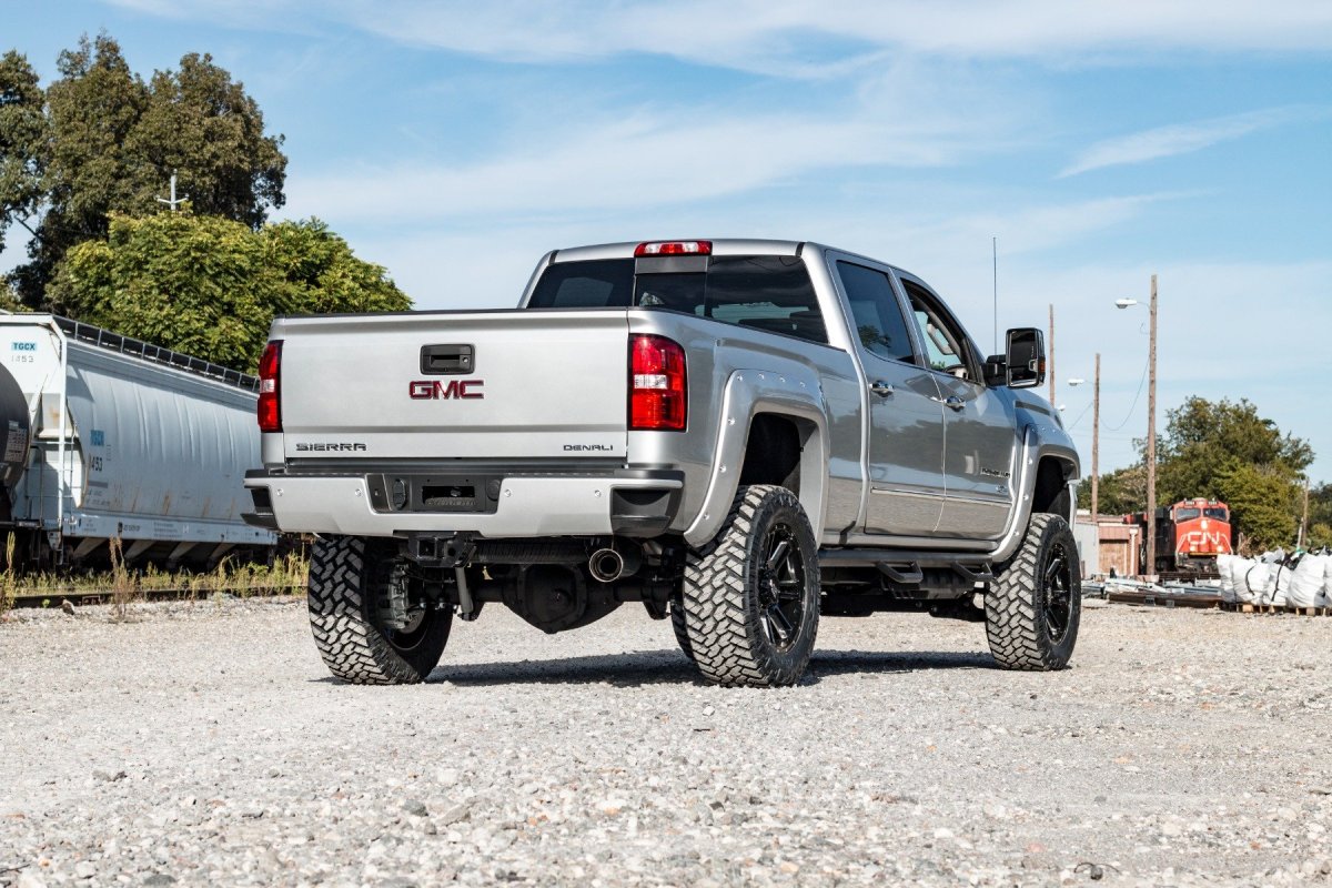 GMC Sierra 3500 HD Suspension Lift Kit - Rough Country - Torsion Drop, Vertex - Hammer Black - '11-'19